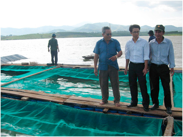 Nuôi cá lồng ở hồ Pleikrông