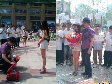 Cầu hôn với một vali tiền gấp hình trái tim