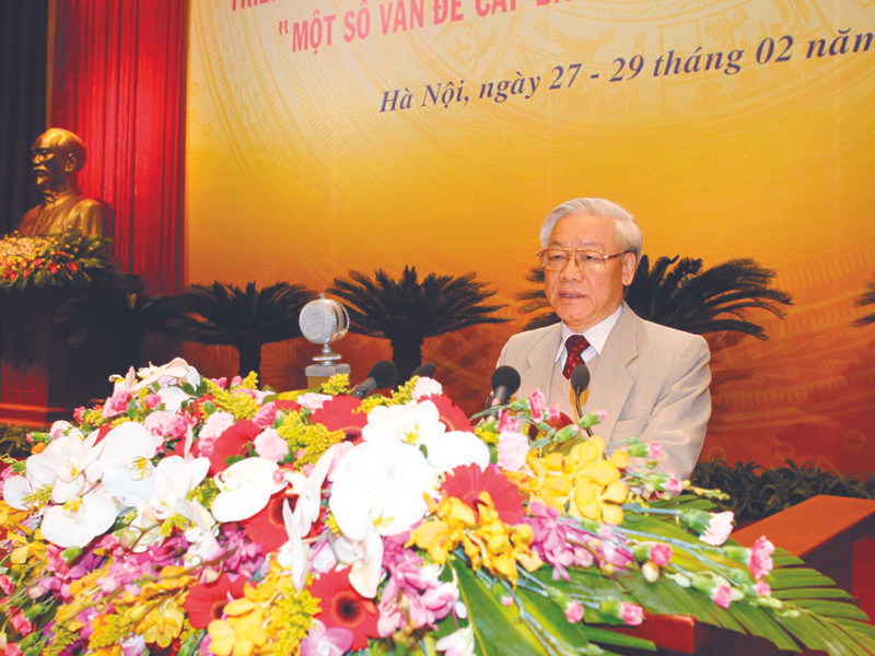 Tổng Bí thư Nguyễn Phú Trọng phát biểu khai mạc hội nghị. Ảnh: TTXVN