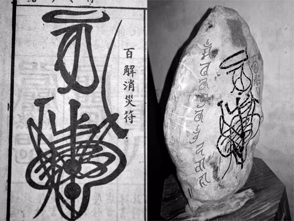 Hòn ddaslaj tại đền Hùng có hình vẽ giống lịch Trung Quốc