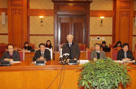 Tổng Bí thư làm việc với Thường trực Hội đồng Lý luận Trung ương