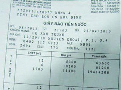Gia đình có hóa đơn tiền nước 22 triệu/tháng tại TP.HCM