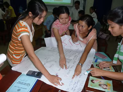 Một lớp học làm việc nhóm.