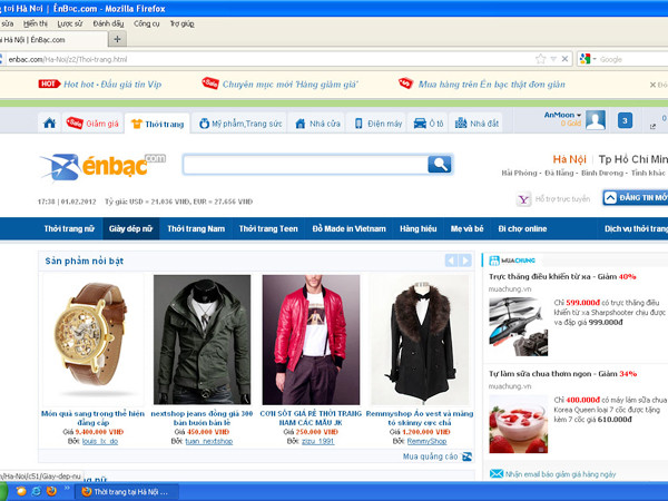 Một shop online bán đồng hồ, quần áo trên Én bạc