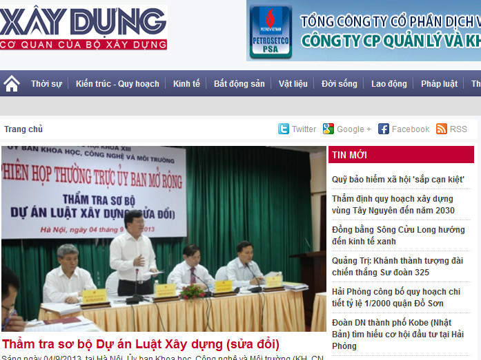 Báo Xây dựng điện tử thay giao diện mới