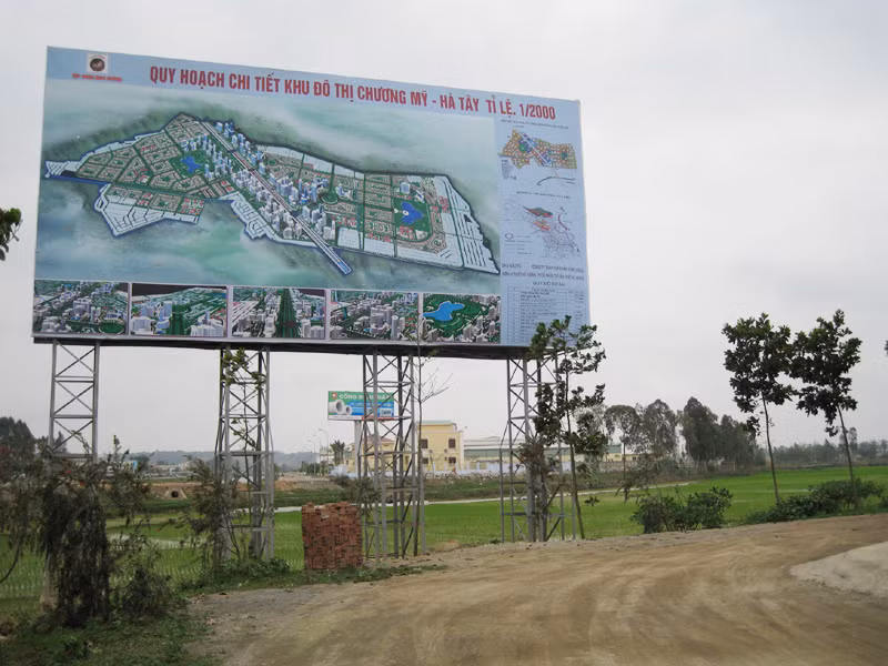Trước khi hợp nhất, tỉnh Hà Tây đã giao 1.850 ha đất làm khu đô thị cho Tập đoàn Nam Cường để đổi lấy công trình BT 63 km đường Ảnh: Nguồn KĐT Chương Mỹ