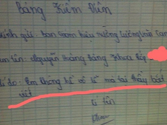 ‘Em không hề vô lễ mà tại thầy bắt viết’