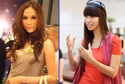 Không như Hà Anh (trái), người mẫu Thái Hà suy sụp sau sự cố hở ngực bị phạt 5 triệu đồng
