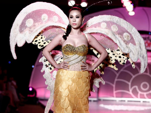 Hoa hậu Thu Hoài đeo cánh bướm nặng 10kg