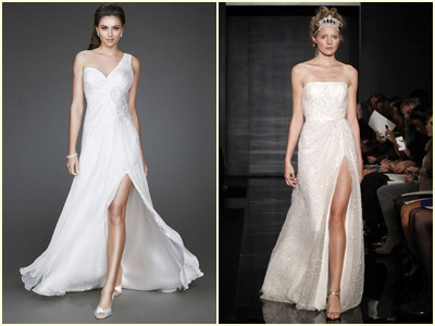 Váy cưới xẻ tà cho cô dâu chân thon