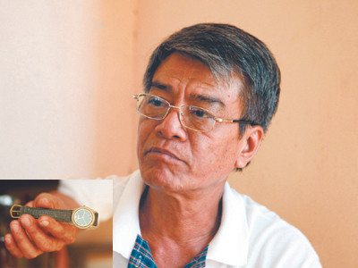 Ông Bùi Minh Hải (ảnh lớn), chiếc đồng hồ oan nghiệt (ảnh nhỏ)