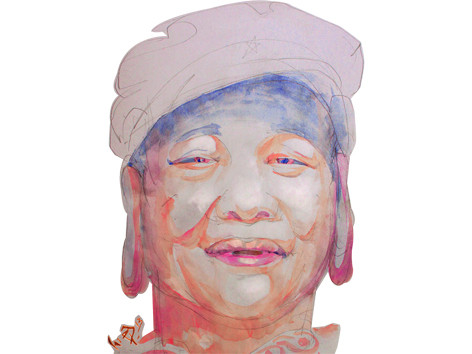 Người phụ nữ sau bảo tượng Phật hoàng