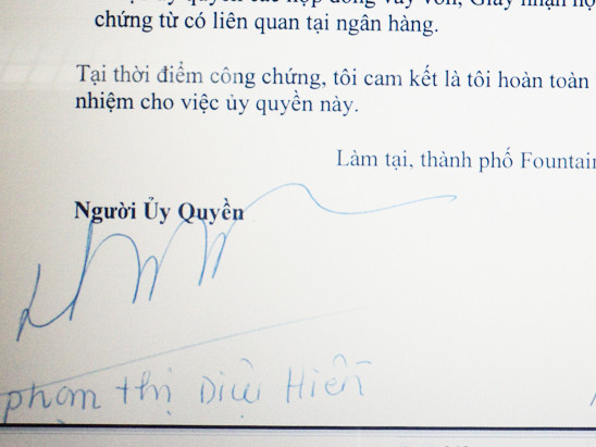 'Đại gia thủy sản' ủy quyền từ Mỹ cho chồng trả nợ