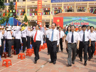 Bí thư Thành ủy Hải Phòng Nguyễn Văn Thành dự lễ khai giảng Ảnh: PV