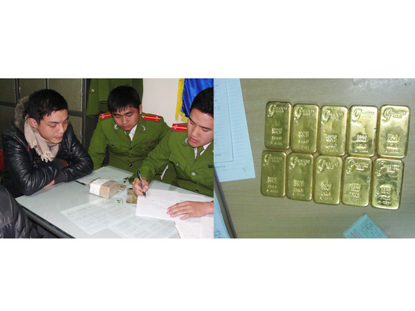 Đặng Minh Tuấn (trái) và tang vật