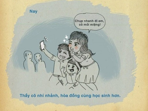 Hình ảnh siêu ngộ nghĩnh: Khác biệt thầy cô xưa và nay