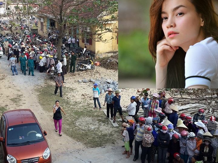 Hà Hồ rưng rưng về thăm quê nhà bị bão tàn phá