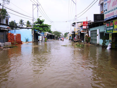 Vỡ đê bao, hơn 200 hộ dân bị chìm trong biển nước