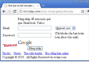 Xuất hiện email 'quà tặng giáng sinh' lừa đảo