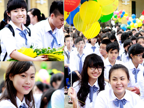 Nữ sinh 'trường Bưởi' rạng rỡ ngày khai giảng