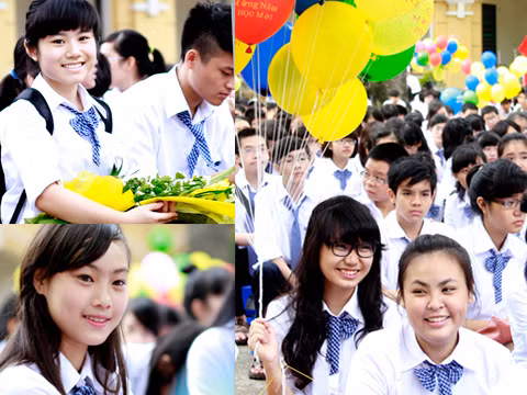 Nữ sinh 'trường Bưởi' rạng rỡ ngày khai giảng