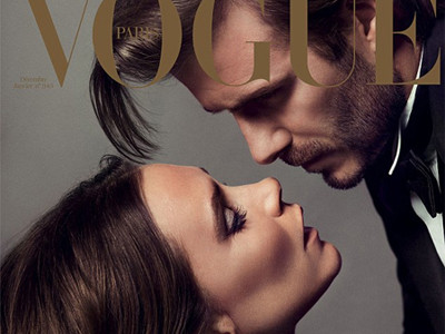 Vợ chồng Beckham tình tứ trên bìa tạp chí Vogue