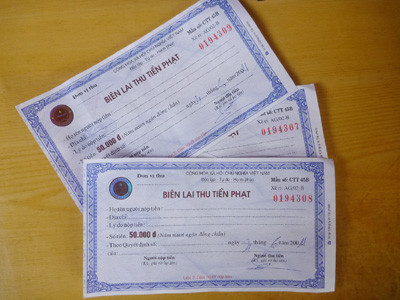 Biên lai phạt lỗi gì?