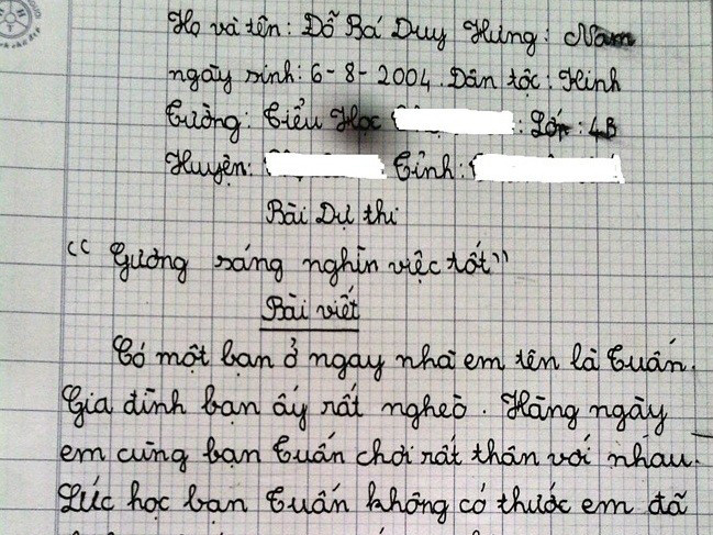 Bài dự thi hút vạn lượt like của học sinh lớp 4