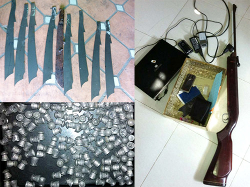 Hàng loạt mã tấu và vũ khí dùng để đe dọa người dân