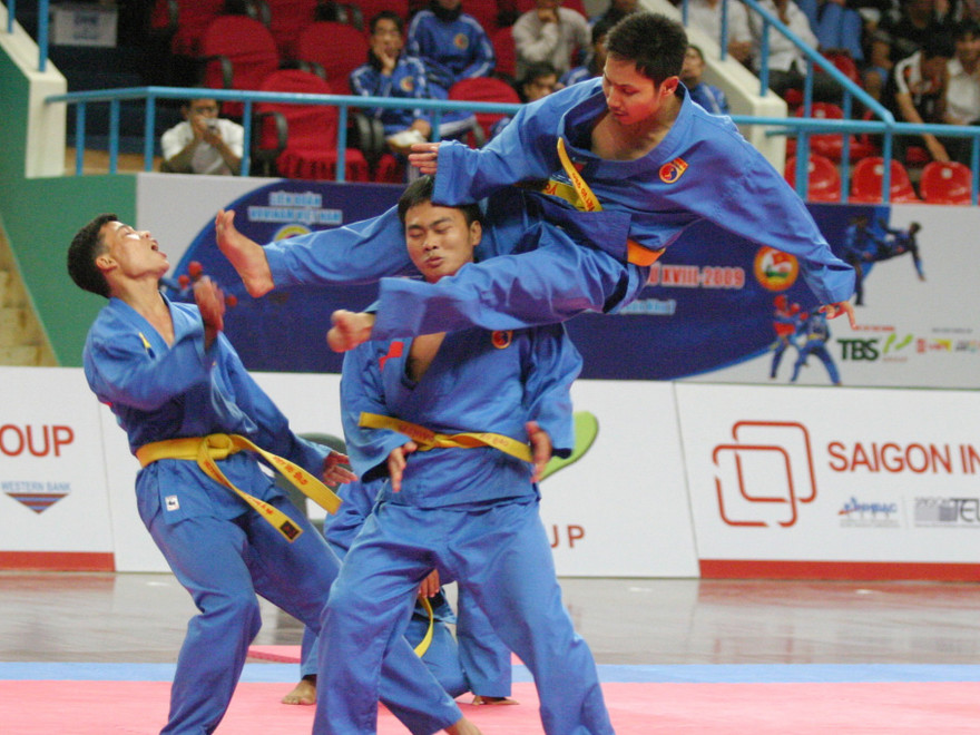 Một pha biểu diễn của các võ sĩ Vovinam Ảnh: vovinamus