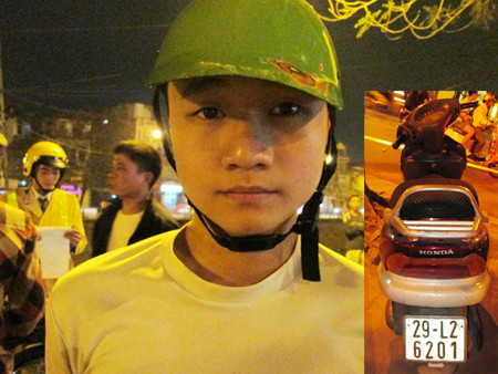 Nguyễn Ngọc Duy và chiếc xe đã bị xóa số khung, số máy
