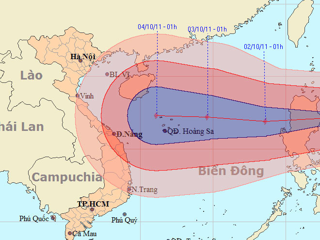 Tối nay, bão số sáu mạnh cấp 14 vào biển Đông
