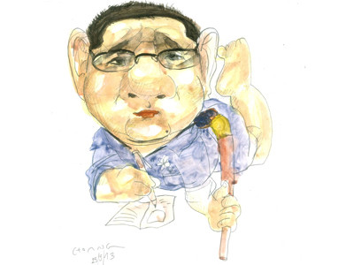 Vẽ nghịch một người bạn học vẽ viết văn