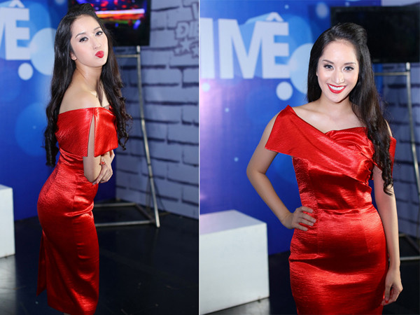 Khánh Thi khoe vòng ba quyến rũ với đầm đỏ rực