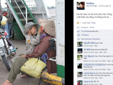 Xót xa hình ảnh cháu hạnh phúc bên bà rách rưới