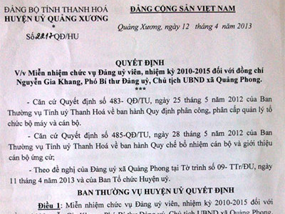 Miễn nhiệm chủ tịch xã 'tòm tem' cấp dưới