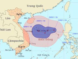 Bão số 10 mạnh cấp 8 trên biển Đông