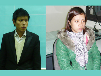 Vợ chồng Hưng - My tại cơ quan công an
