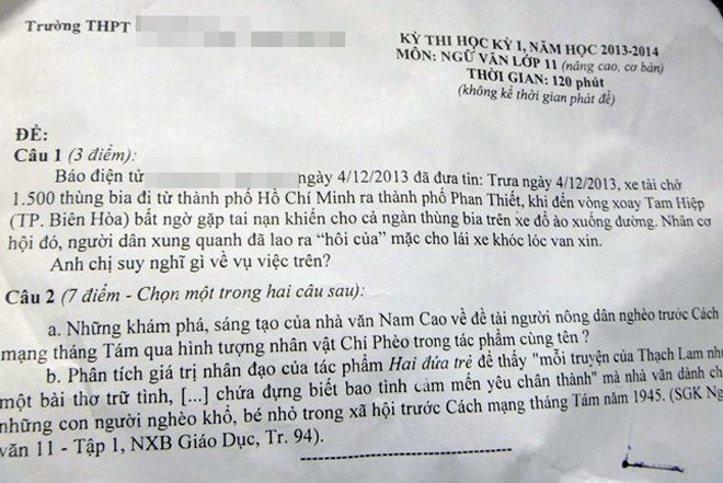 Cảnh 'hôi bia' tại Biên Hòa vào đề văn lớp 11