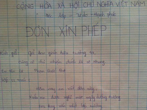 Xôn xao đơn xin nghỉ học bằng…thơ