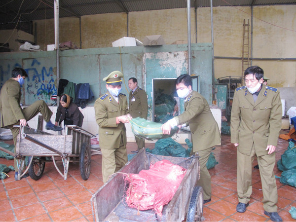 Thu giữ xương, đuôi bò thối đưa đi tiêu hủy