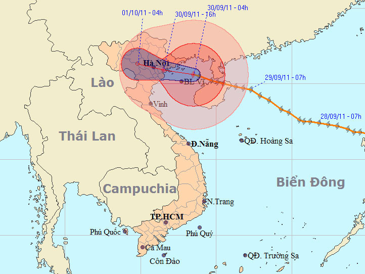 Bão số 5 chỉ còn cách Quảng Ninh – Nam Định 170km