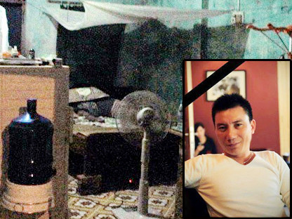 Hiện trường khi phát hiện ra nạn nhân (ảnh lớn) và hình ảnh của nạn nhân trên các trang mạng xã hội (ảnh nhỏ)