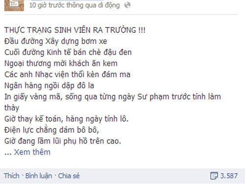 Thơ 'sinh viên ra trường' khiến dân mạng 'sục sôi'