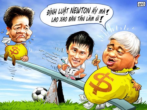 Biếm họa: Bầu Hiển, bầu Kiên và ... Công Vinh