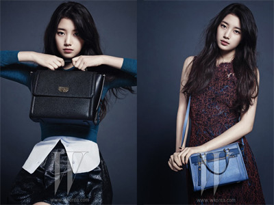 Suzy sành điệu với túi Bean Pole trên W Korea