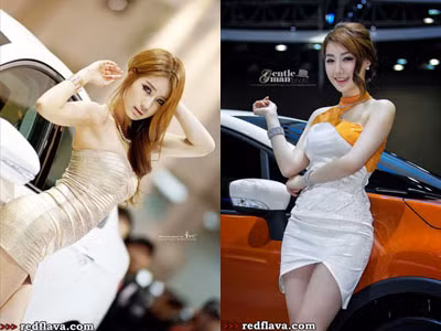 Thiếu nữ Hàn tạo dáng trong triển lãm xế hộp