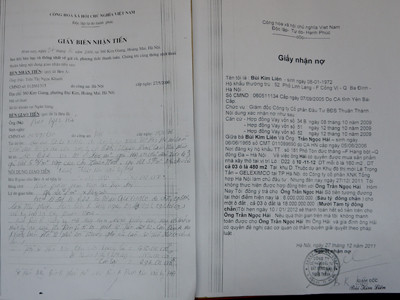 Giấy nhận tiền và nhận nợ từ môi giới và bán nhà ảo