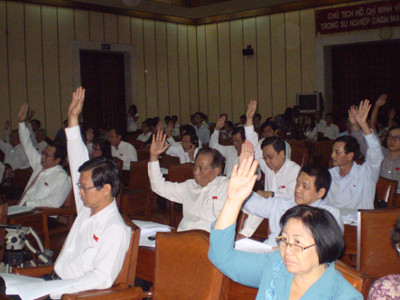 Các đại biểu HĐND TPHCM tại phiên họp chiều 8-12