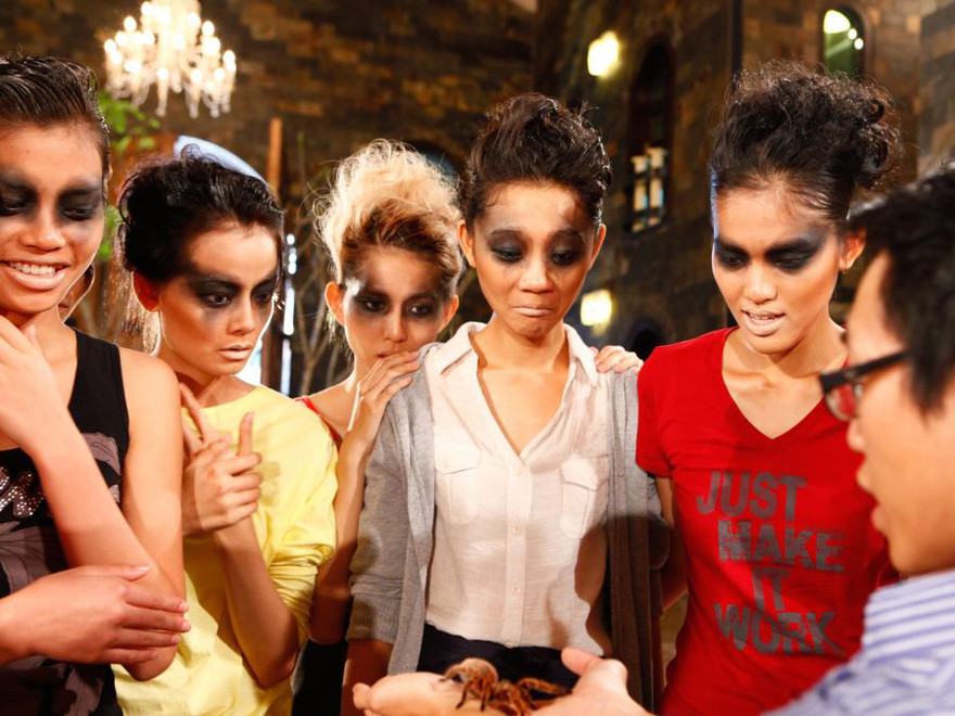 Thí sinh Top Model khóc thét khi chụp hình với chuột và nhện